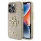 Guess PU Fixed Glitter 4G Metal Logo kryt (Suits iPhone 15 Pro) - Gold