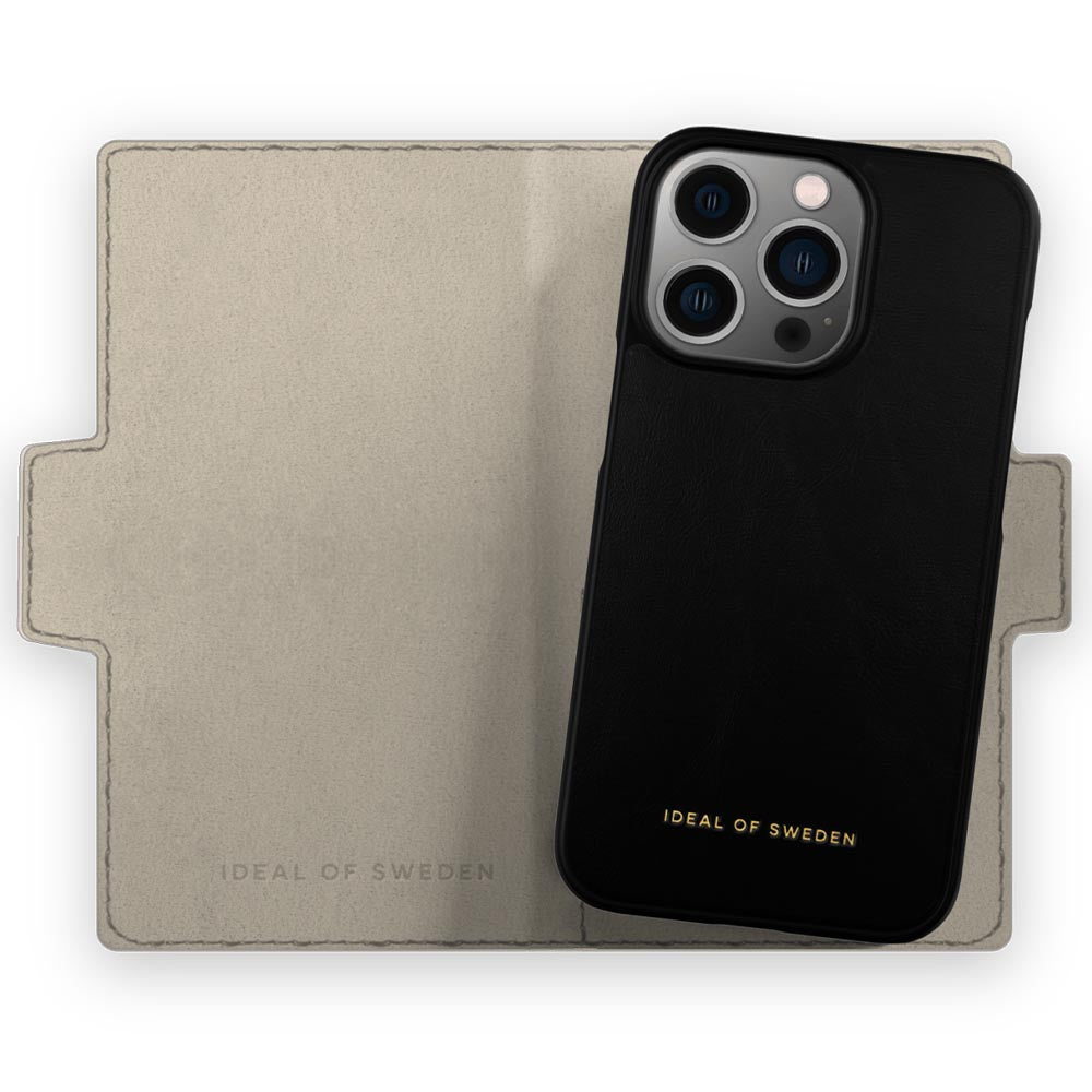 Ideal Of Sweden Atelier Wallet Case (Suits iPhone 13 Pro) - Neo Noir Croco