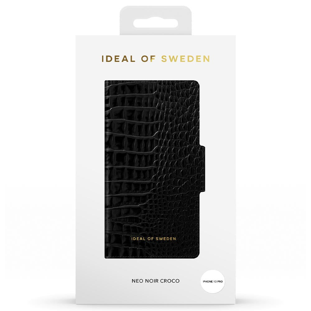 Ideal Of Sweden Atelier Wallet Case (Suits iPhone 13 Pro) - Neo Noir Croco