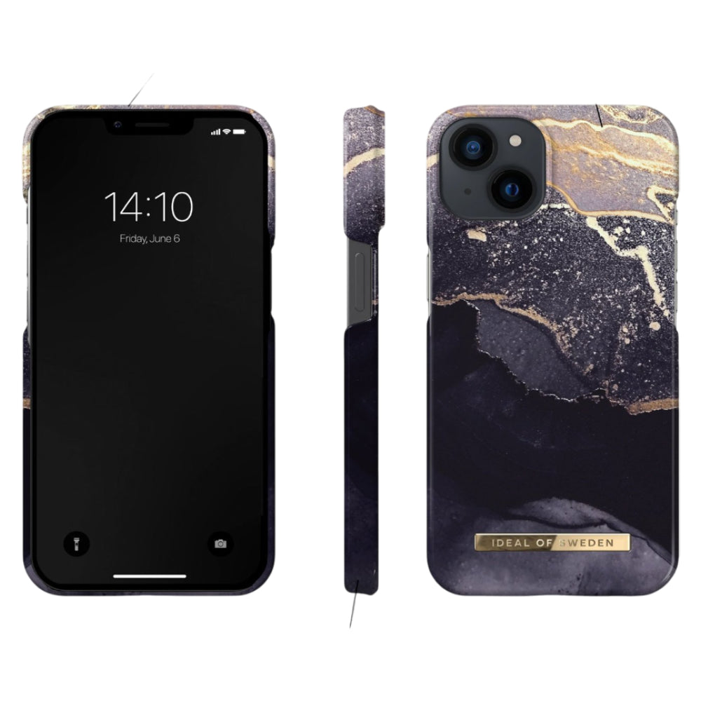 Ideal Of Sweden Fashion Case (Suits iPhone 13) - Golden Twilight Marble