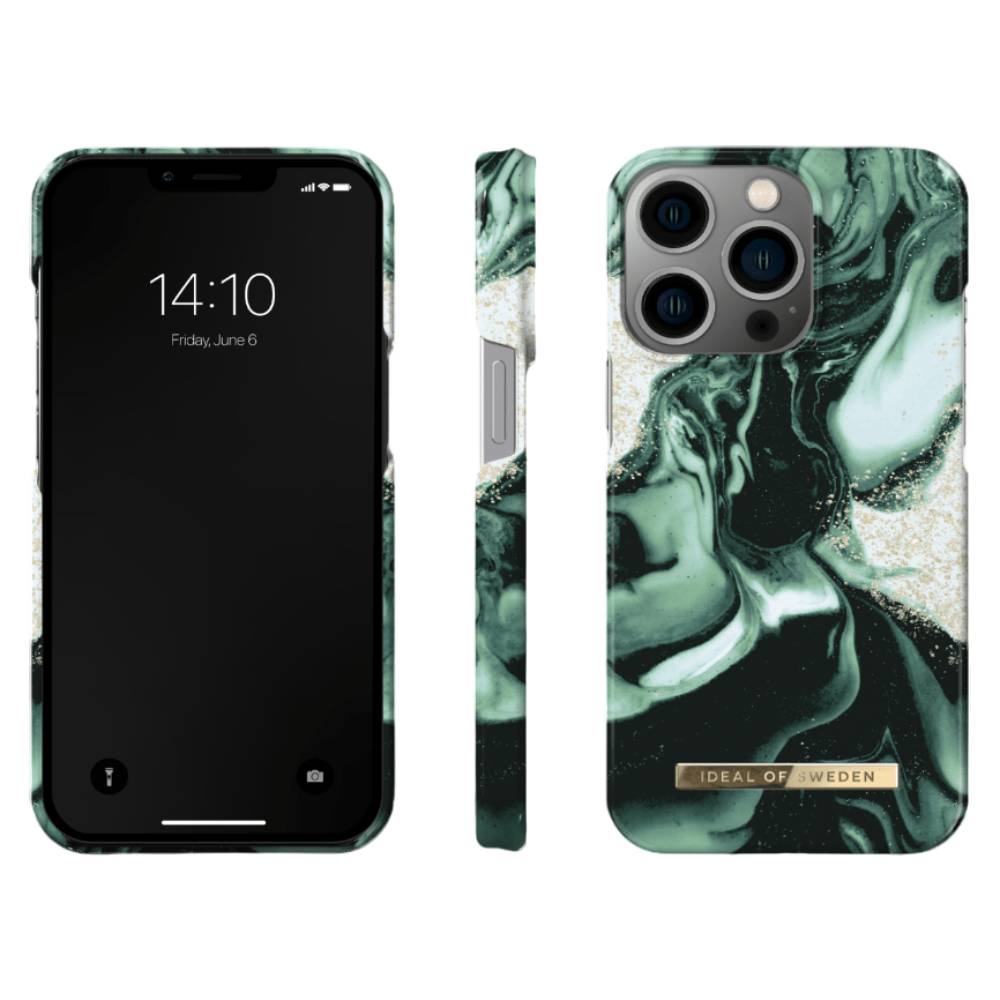 Ideal Of Sweden Fashion Case (Suits iPhone 13 Pro Max) - Golden Olive Marble