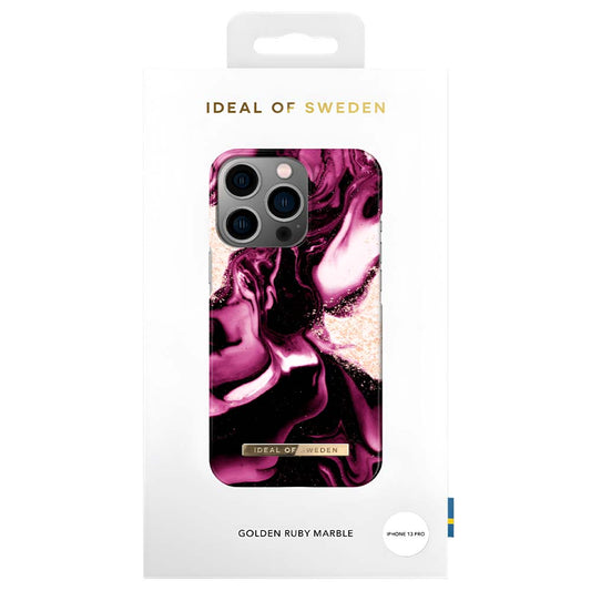 Ideal Of Sweden Fashion Case (Suits iPhone 13 Pro) - Golden Ruby Marble