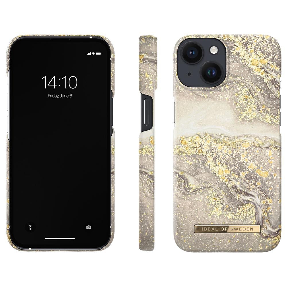 Ideal Of Sweden Fashion Case (Suits iPhone 13) - Sparkle Greige Marble