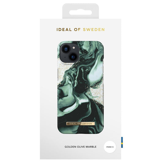 Ideal Of Sweden Fashion Case (Suits iPhone 13) - Golden Olive Marble