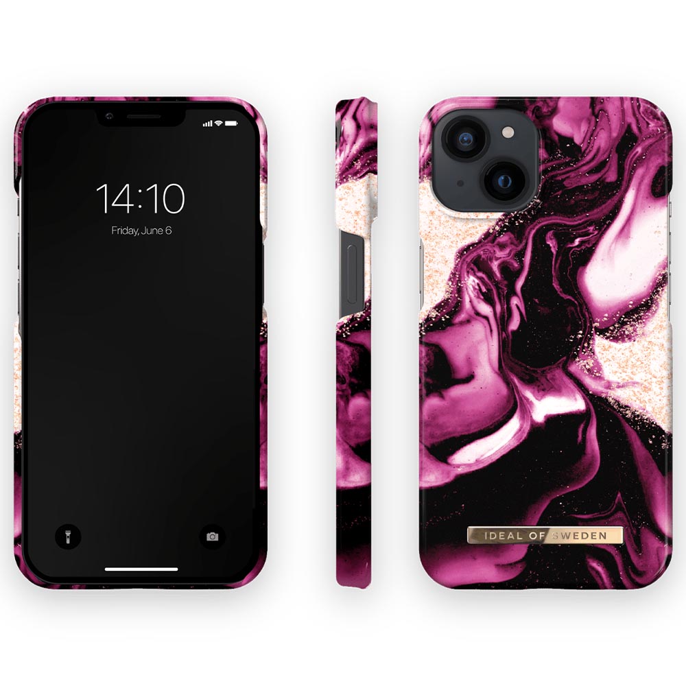 Ideal Of Sweden Fashion Case (Suits iPhone 13) - Golden Ruby Marble