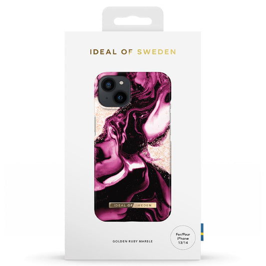 Ideal Of Sweden Fashion Case (Suits iPhone 13) - Golden Ruby Marble