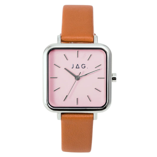 JAG Kiara Analogue Pink Dial Leather Strap Women's Watch (J2755)