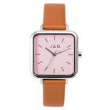 JAG Kiara Analogue Pink Dial Leather Strap Women's Watch (J2755)