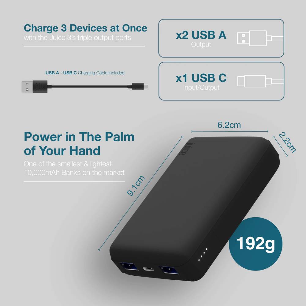 Juice ECO 3 Charge Power Bank 10,000mAh - Black
