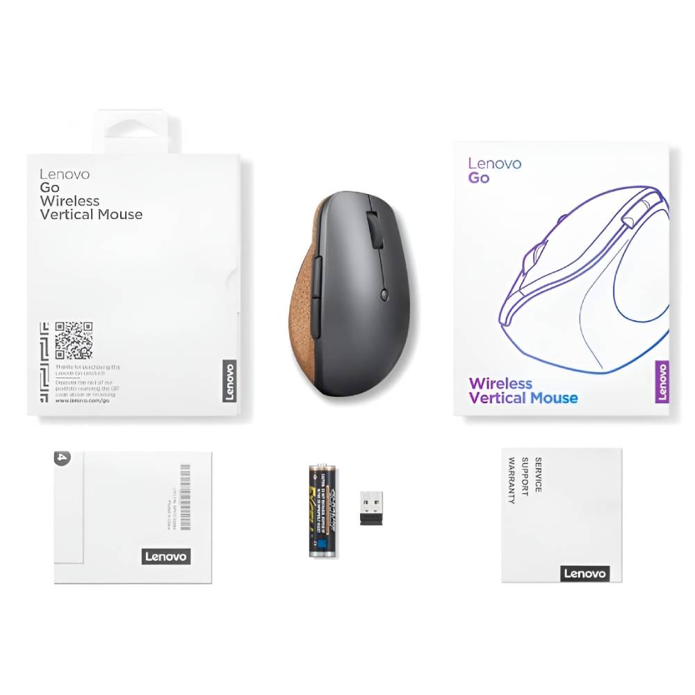 Lenovo Go Wireless Vertical Mouse - Thunder Black