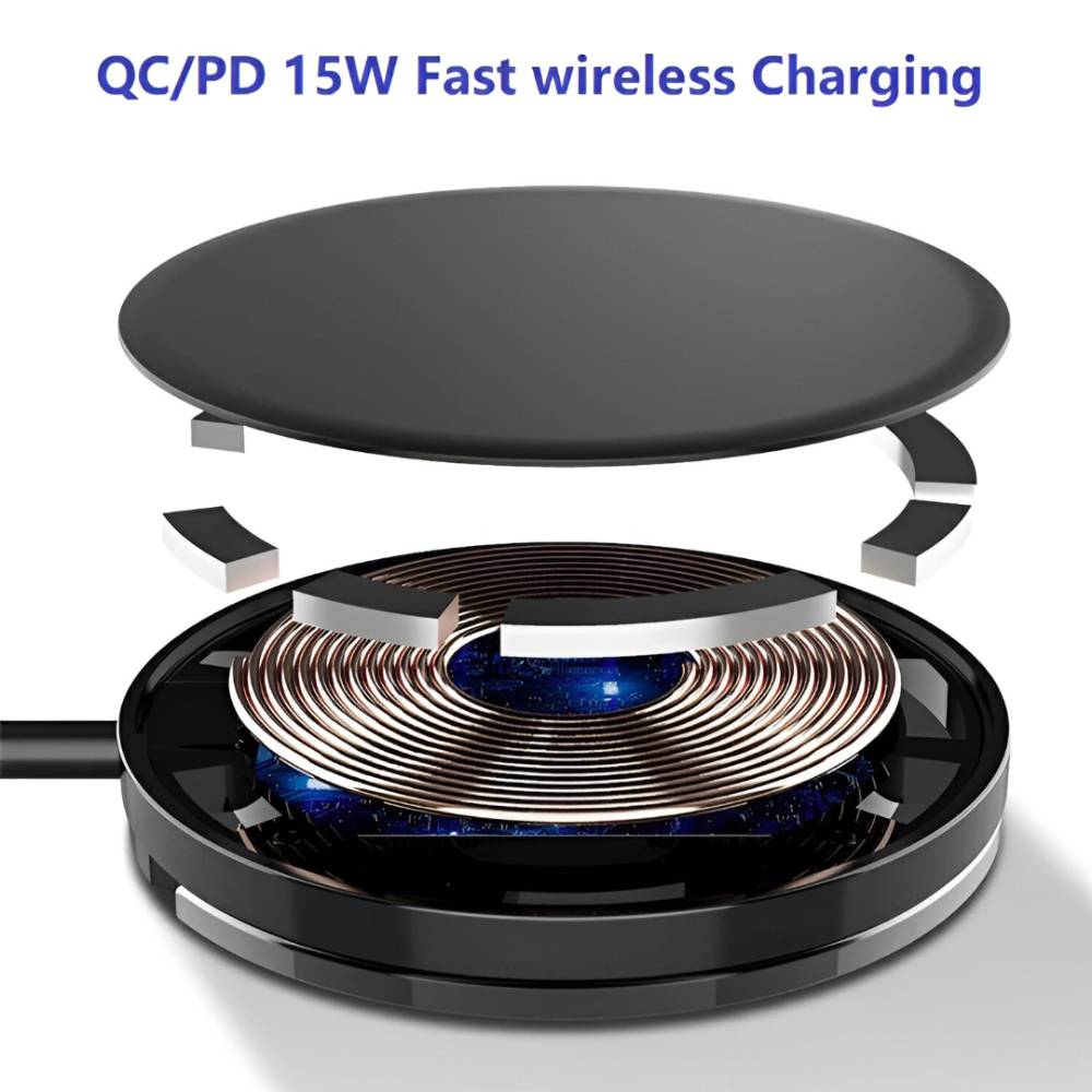 Magnetic Wireless Ring Stand Charger 15W Black