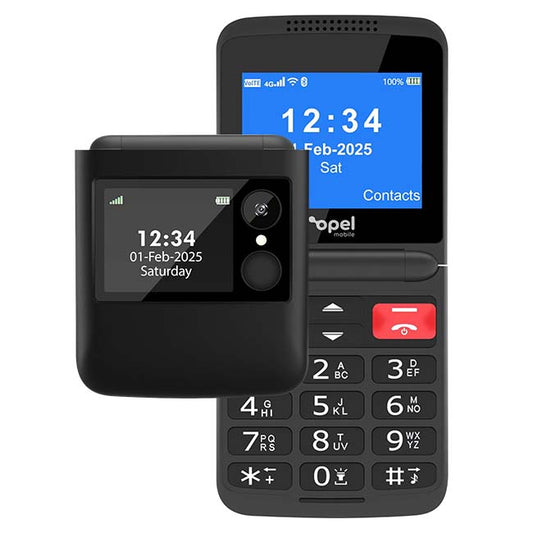 Opel Flip Fold 4G (2.4-inch, 64MB RAM+128MB Storage) - Black