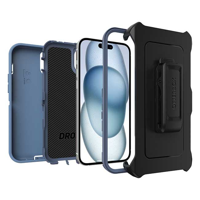 OtterBox Defender Case (Suits iPhone 15 Plus) - Baby Blue Jeans