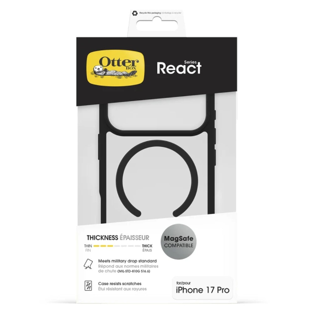 OtterBox React MagSafe Case (Suits iPhone 17 Pro) - Black Crystal
