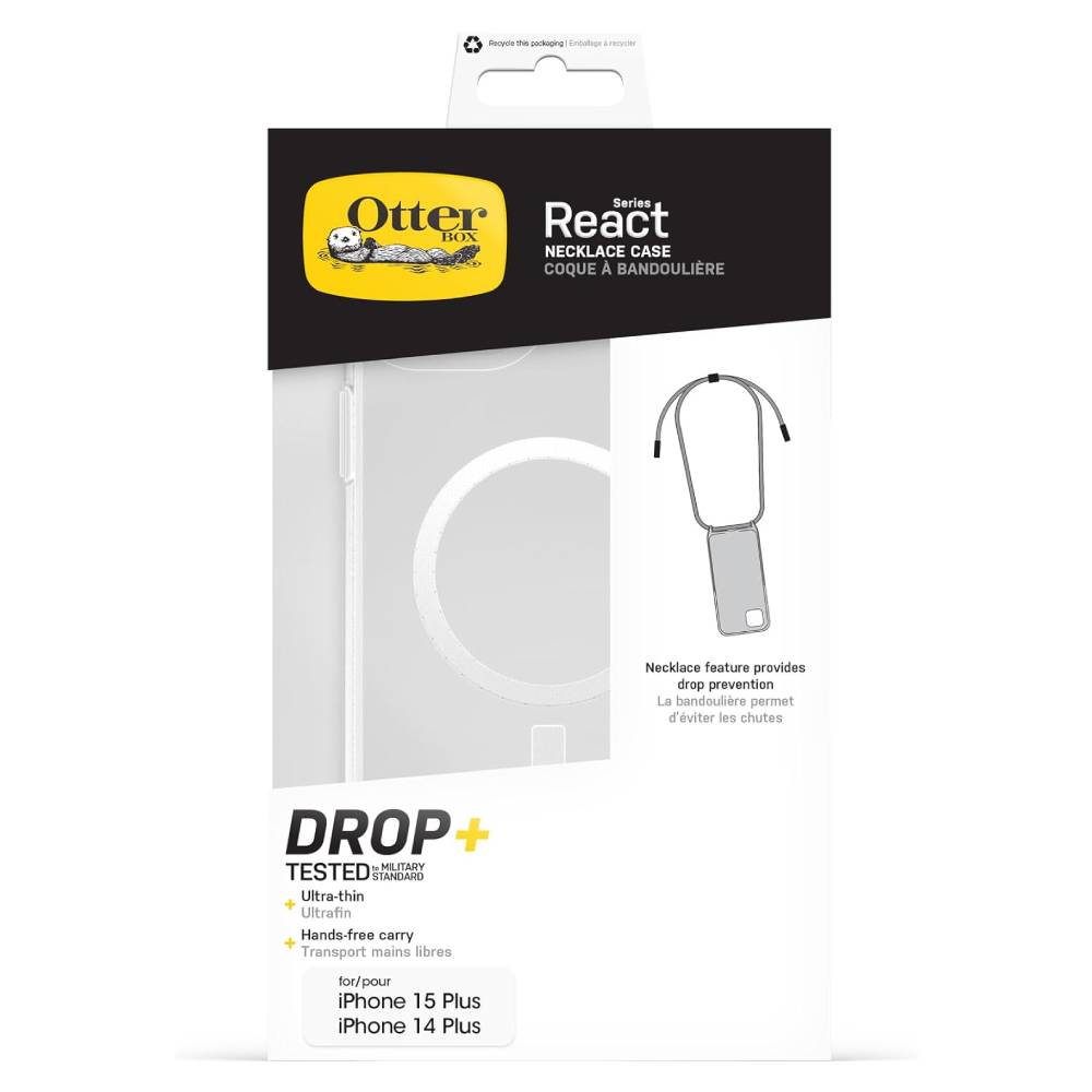 OtterBox React Necklace Lanyard Strap MagSafe Case (Suits iPhone 15 Plus/ 14 Plus) - Clear