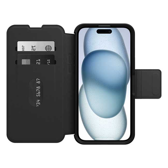 OtterBox Strada Folio MagSafe Case (Suits iPhone 15 Plus) - Black