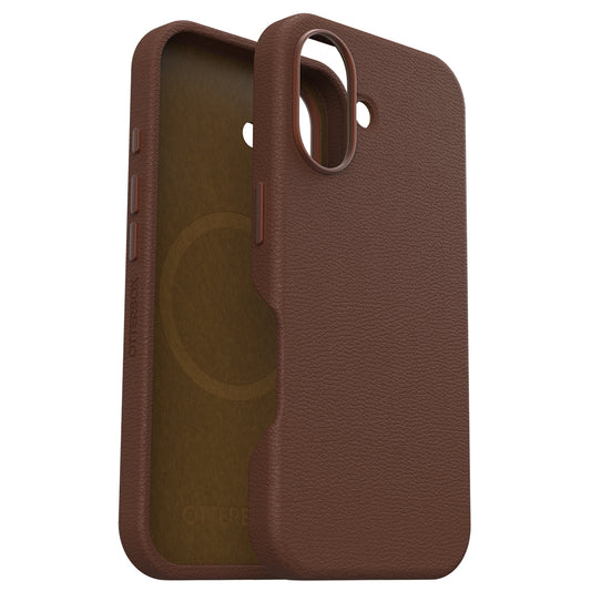 OtterBox Symmetry Cactus Leather MagSafe Case (Suits iPhone 16) - Brown