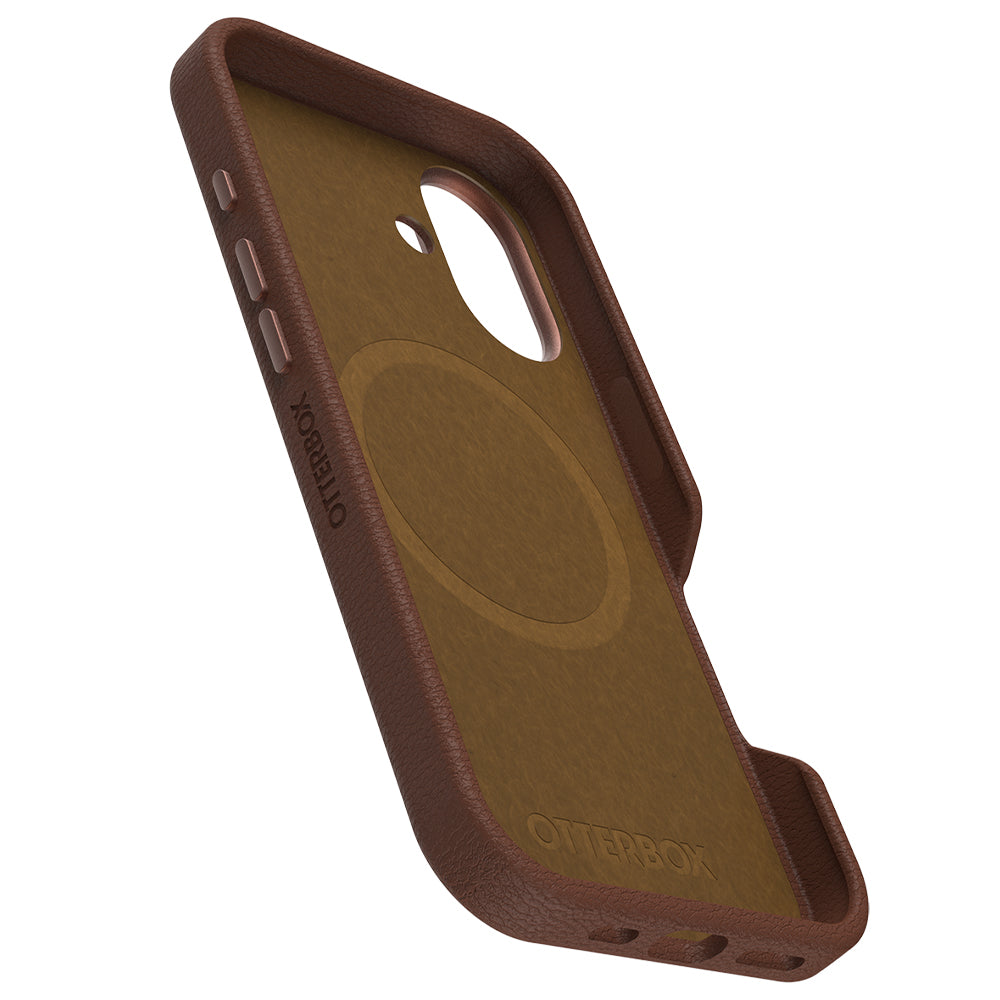 OtterBox Symmetry Cactus Leather MagSafe Case (Suits iPhone 16) - Brown