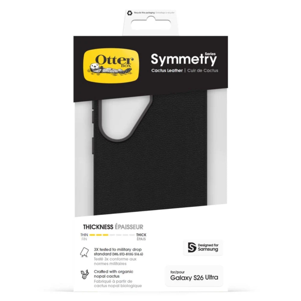 OtterBox Symmetry Cactus Leather Magnetic Case (Suits Galaxy S26 Ultra) - Black