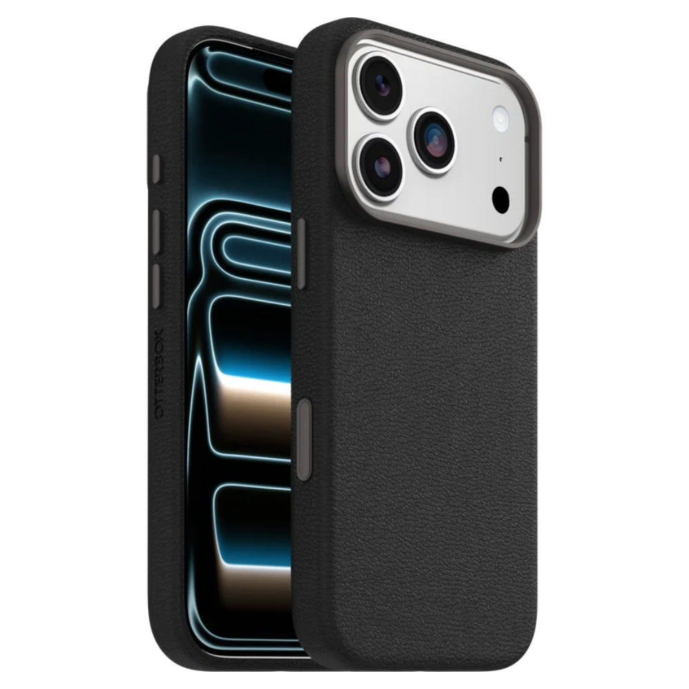 OtterBox Symmetry MagSafe Cactus Leather Case (Suits iPhone 17 Pro) - Noir Ash Black