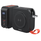 PHILIPS 3 in 1 Power Bank Wireless 10000mAh 20W Travel Charger with USB-C Cable and AU, EU, UK Adapters Black