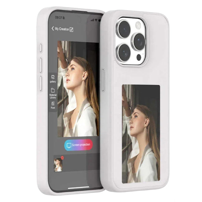 Pop Phones Smart NFC E-Ink Screen Case (Suits iPhone 15 Pro Max) - White