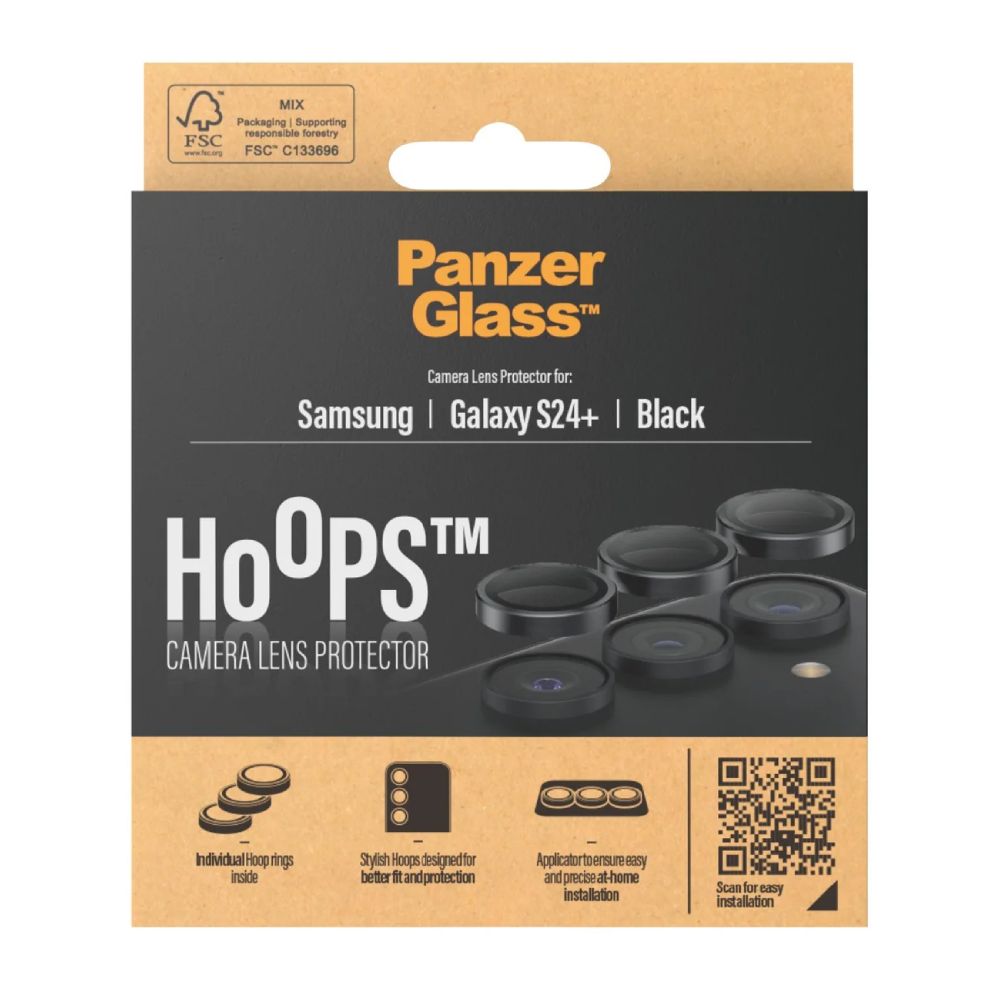 PanzerGlass Hoops Camera Lens Protector (Suits Galaxy S24 Plus) - Black