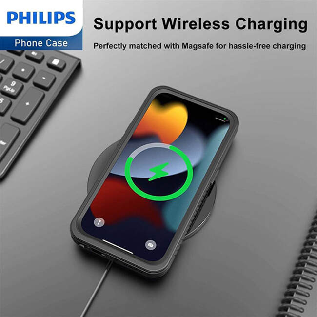 Philips Full Protection Waterproof MagSafe Case (Suits iPhone 15 Pro) - Black