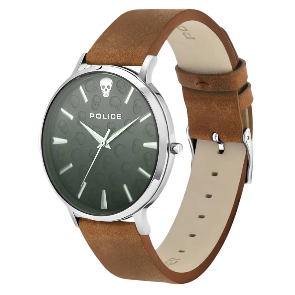 Police Green Dial Leather Strap Men's Watch (PL.16023JS/13)