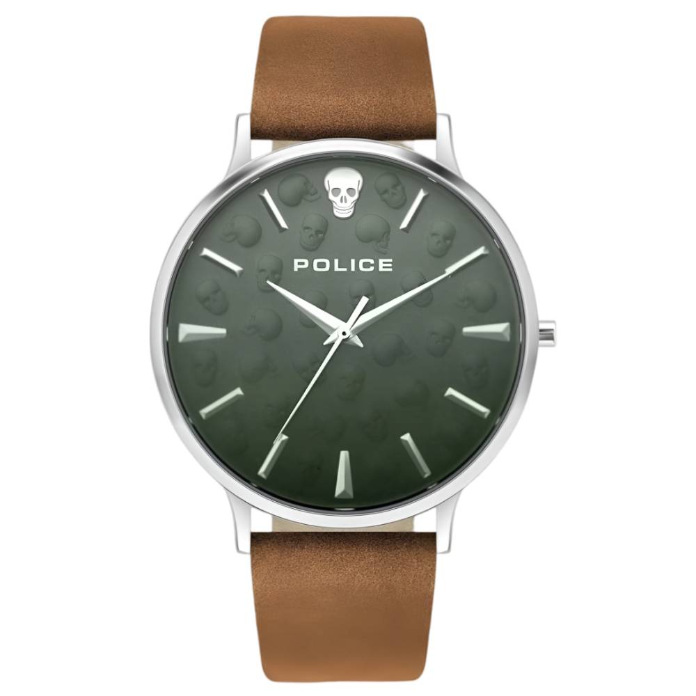 Police Green Dial Leather Strap Men's Watch (PL.16023JS/13)