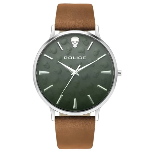 Police Green Dial Leather Strap Men's Watch (PL.16023JS/13)