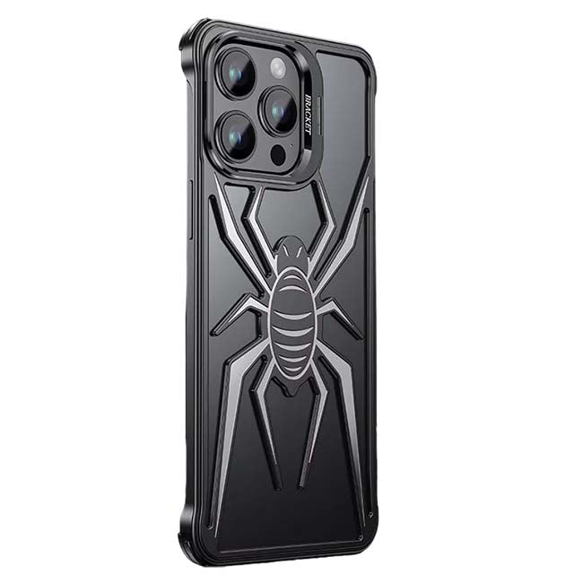 Pop Phones Metal Spider Hollow Case (Suits iPhone 15 Pro) - Black/White