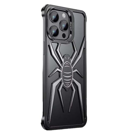 Pop Phones Metal Spider Hollow Case (Suits iPhone 15 Pro) - Black/White