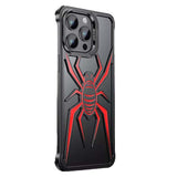 Pop Phones Metal Spider Hollow Case (Suits iPhone 15 Pro Max) - Black/Red