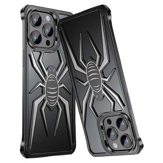 Pop Phones Metal Spider Hollow Case (Suits iPhone 15 Pro Max) - Black/White