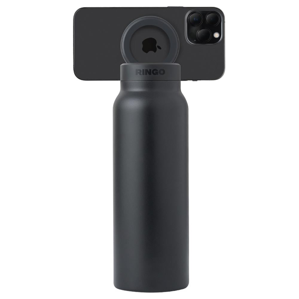 Ringo Water Bottle with Magnetic Phone Mount - Black 710ml (24oz)