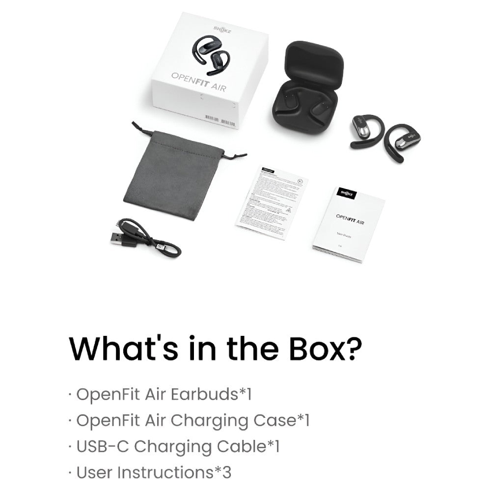 SHOKZ OpenFit Air Open-Ear Wireless Earbuds - Black