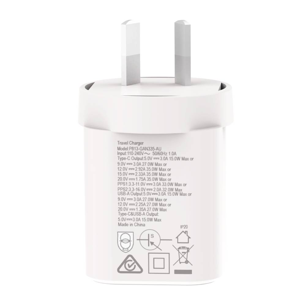 Soka Fast Wall Charger Gan3 35W USB-C PD + USB-A QC27W (Max 15W) - White