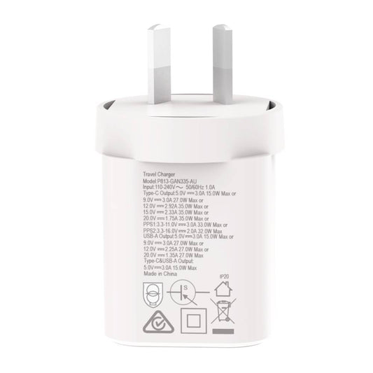 Soka Fast Wall Charger Gan3 35W USB-C PD + USB-A QC27W (Max 15W) - White