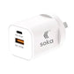 Soka Fast Wall Charger Gan3 35W USB-C PD + USB-A QC27W (Max 15W) - White