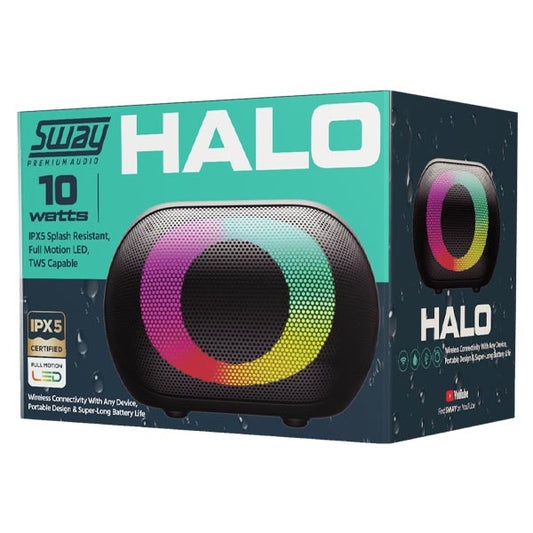 Sway Halo LED IPX5 Splash Resistant 10W Bluetooth Speaker - Black