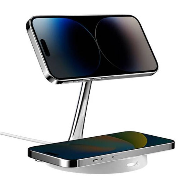 SwitchEasy MagPower 2-in-1 Magnetic Wireless Charging Stand - White