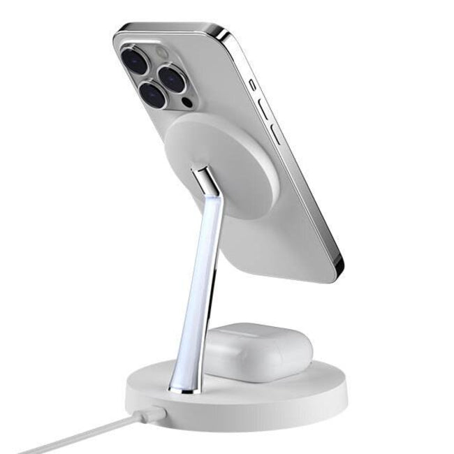 SwitchEasy MagPower 2-in-1 Magnetic Wireless Charging Stand - White