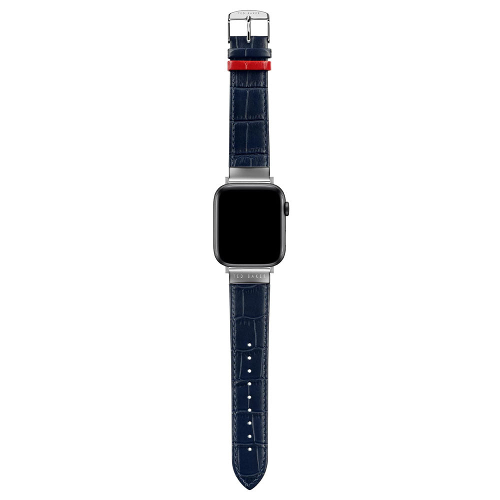 Ted Baker Croco Leather Apple Watch Strap (42/ 44 MM) - Blue