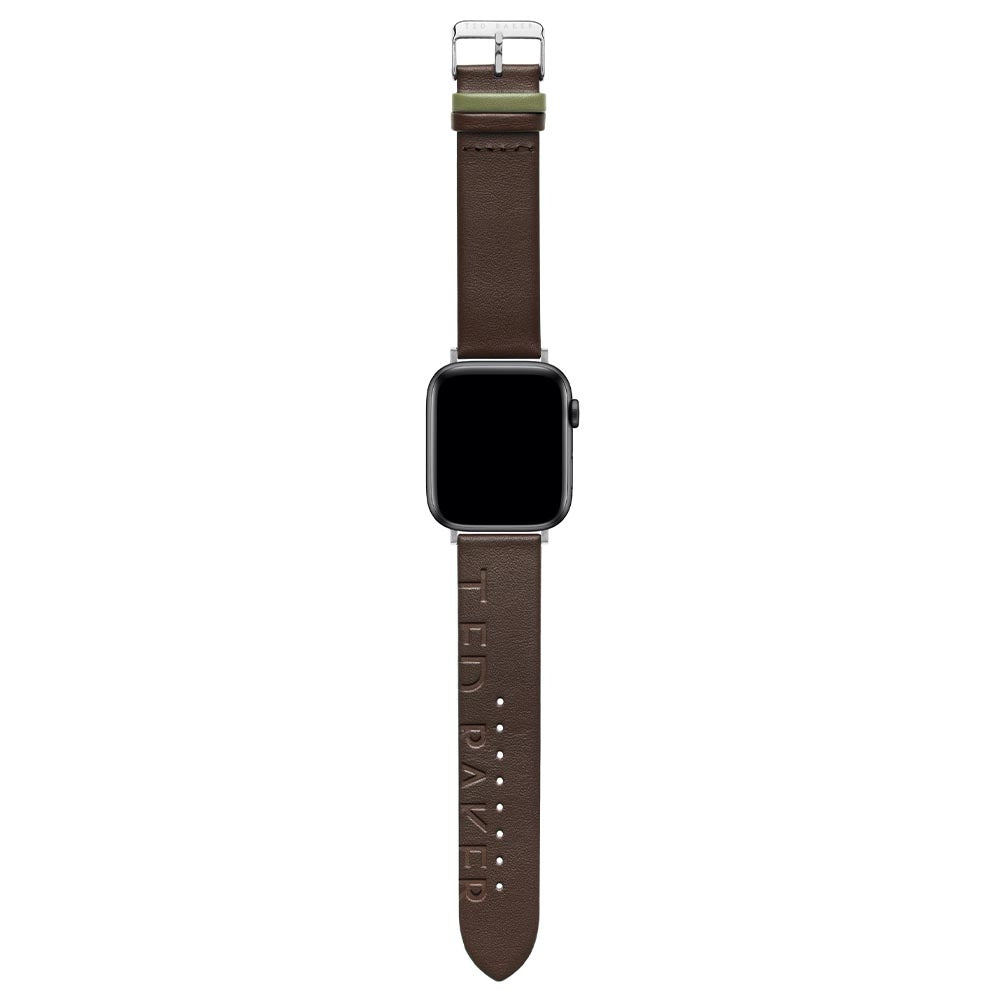 Ted Baker Ted Logo Leather Apple Watch Strap (42/ 44 MM) - Brown