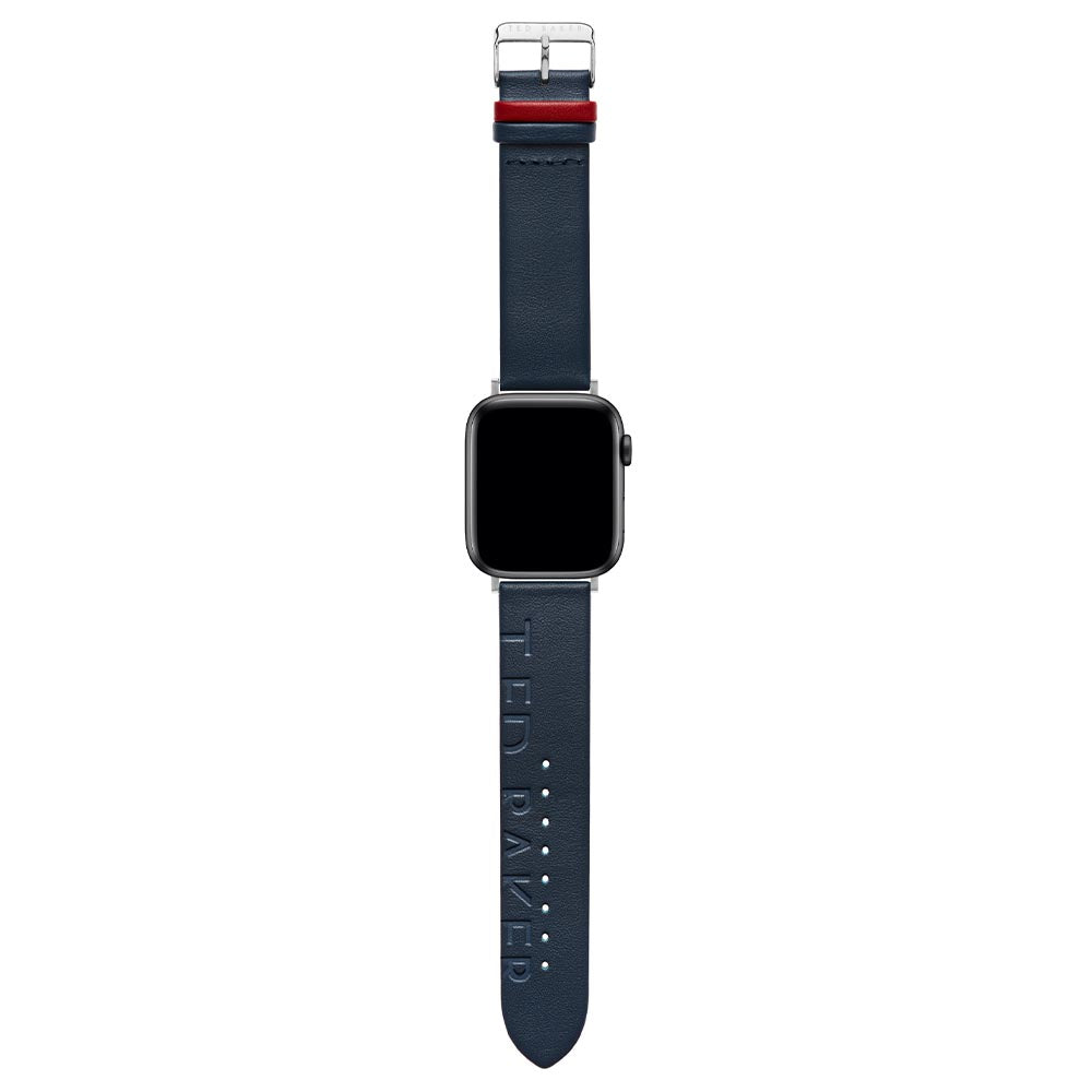 Ted Baker Ted Logo Leather Apple Watch Strap (42/ 44 MM) - Blue