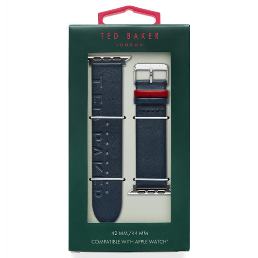 Ted Baker Ted Logo Leather Apple Watch Strap (42/ 44 MM) - Blue