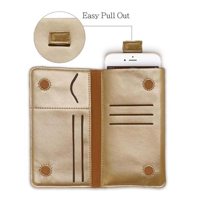 Urban Universal All-in-1 Wallet Case with Card Slots (Suits 4.7-inch Mobile Phones) - Gold