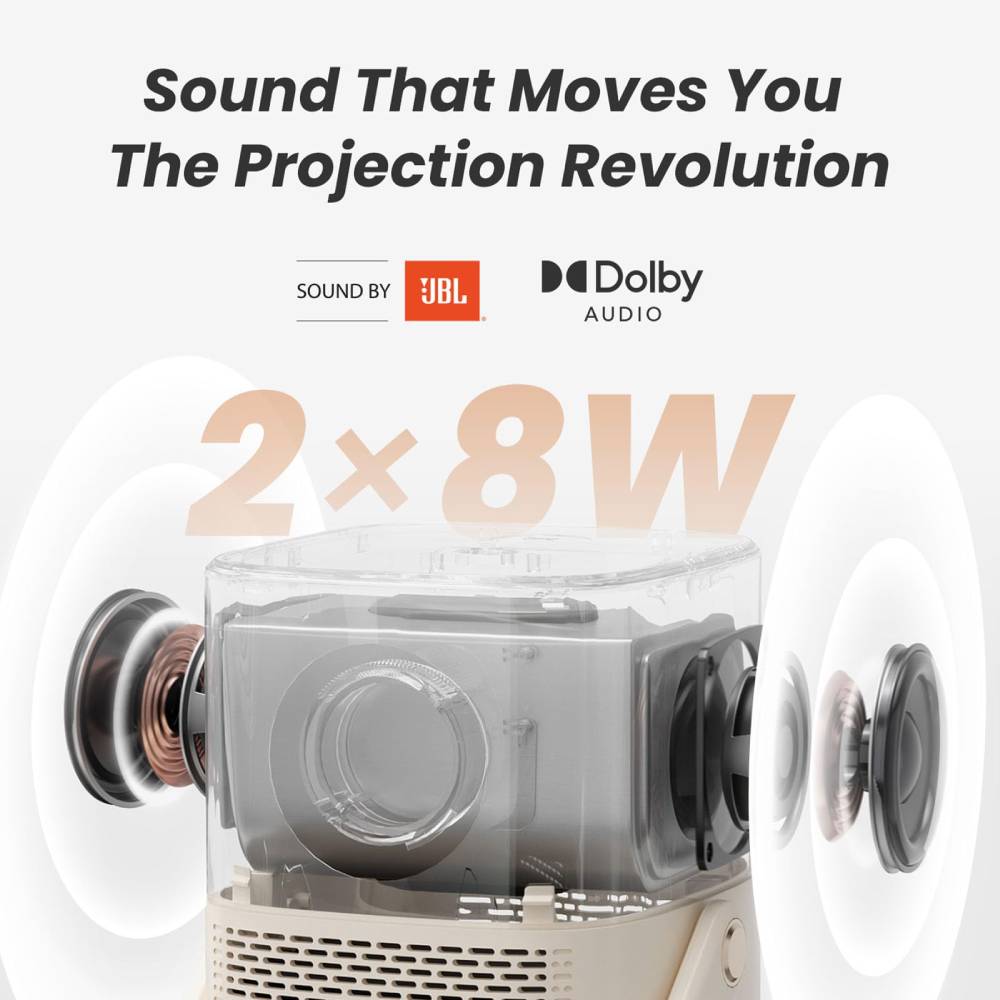 Yaber T2 Portable Projector [Sound by JBL & Built-in Battery, 1080P FHD]