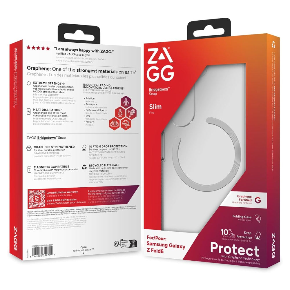 ZAGG Bridgetown Snap Magnetic Case (Suits Galaxy Z Fold 6) - Clear